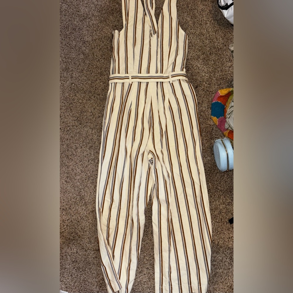 Striped Tie Jump-suit